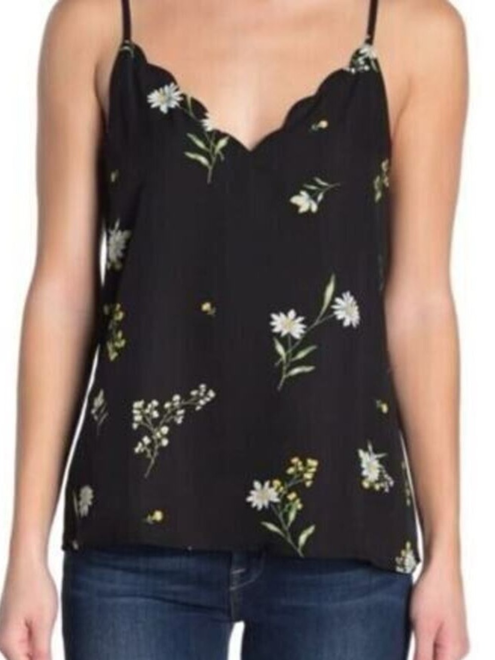 Floral Black Spaghetti Strap Cami Top